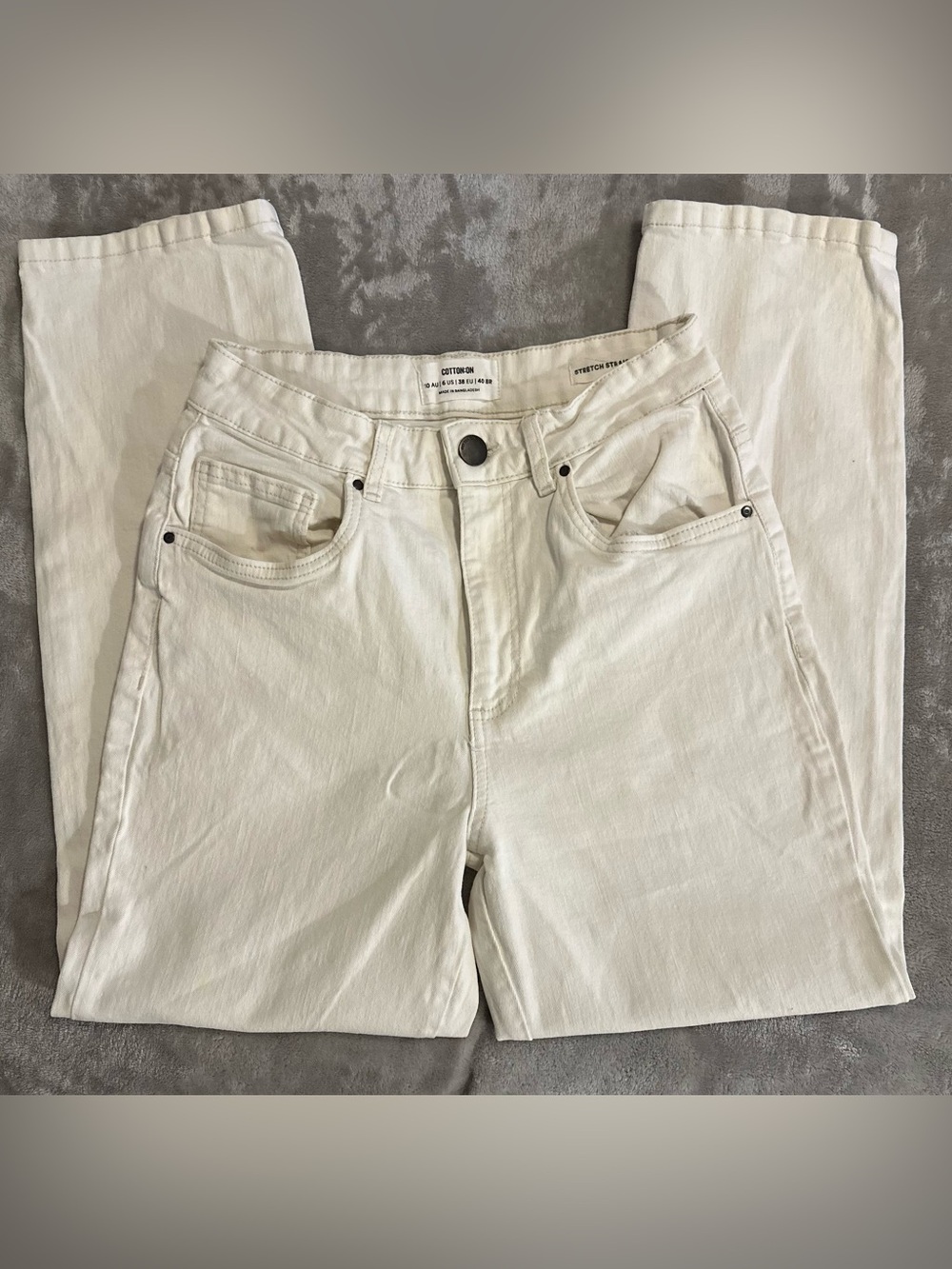 Cotton On Women's Stretch Straight Leg White Jeans US 6